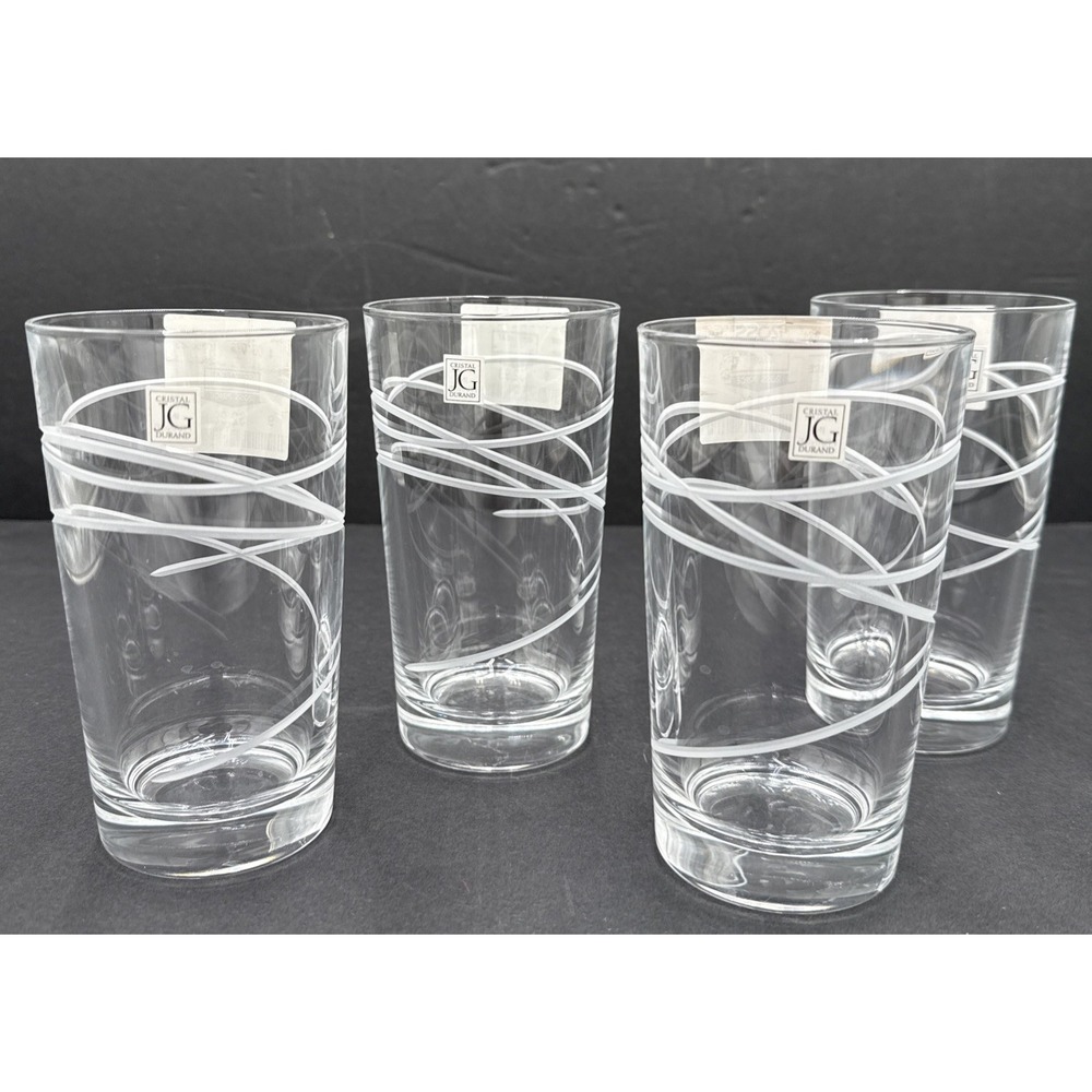 4 CRISTAL D'ARQUES DURAND CRYSTAL "UPTOWN" HIGHBALL‎ GLASS TUMBLERS